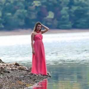 Long Strapless Pink Dress